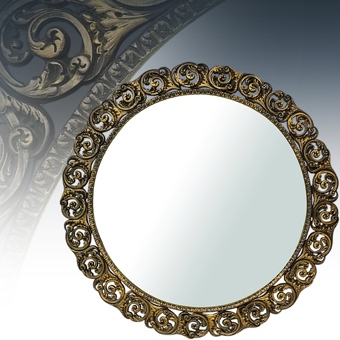 금장 주물 조각 대형 거울(100cm)